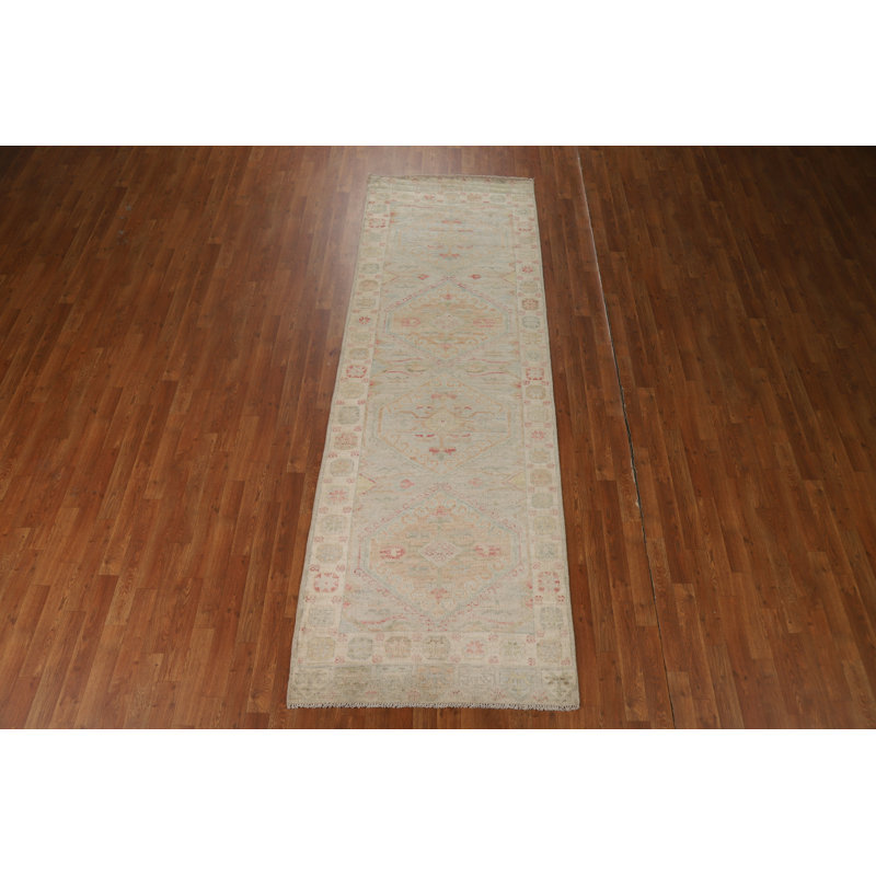 Vegetable Dye Oushak Turkish Runner Rug 3x10