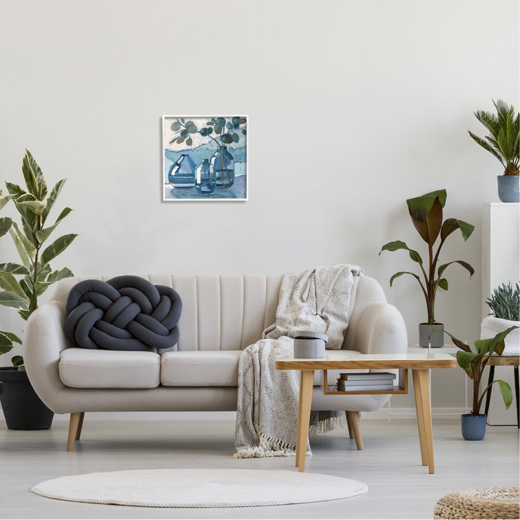 Stupell Industries Soothing Eucalyptus Ikebana Vases Layered Brushstrokes Painting Gray Framed Art Print Wall Art, Design by Sue Riger