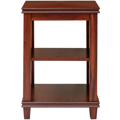 Solid Wood Square End Table With X-design, Side Table With Storage Shelves