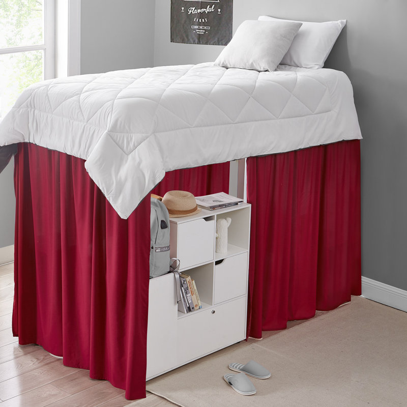 Pleated Bed Skirt, 30, Red