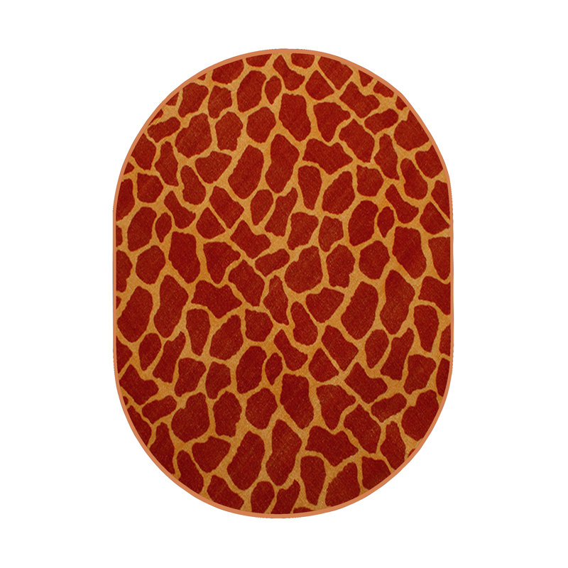 Tapis orange à imprimé animal, Ovale 5 pi x 7 pi