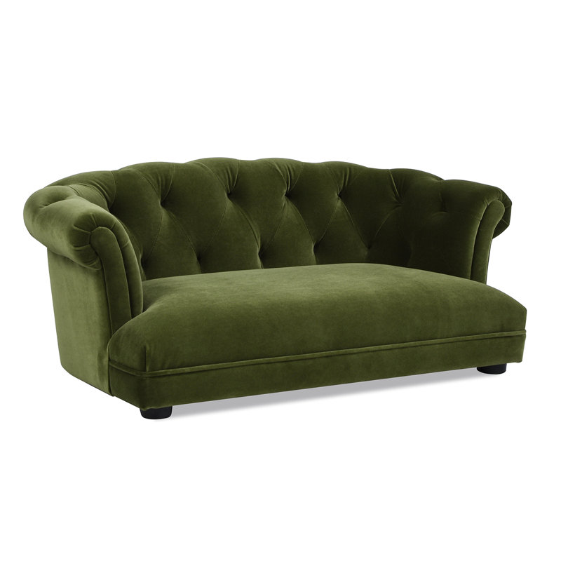 Dujo 36.5" Chesterfield Velvet Pet Sofa, Olive Green Velvet