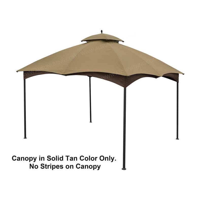 Tan and Brown Polyester Rectangular Gazebo Replacement Canopy