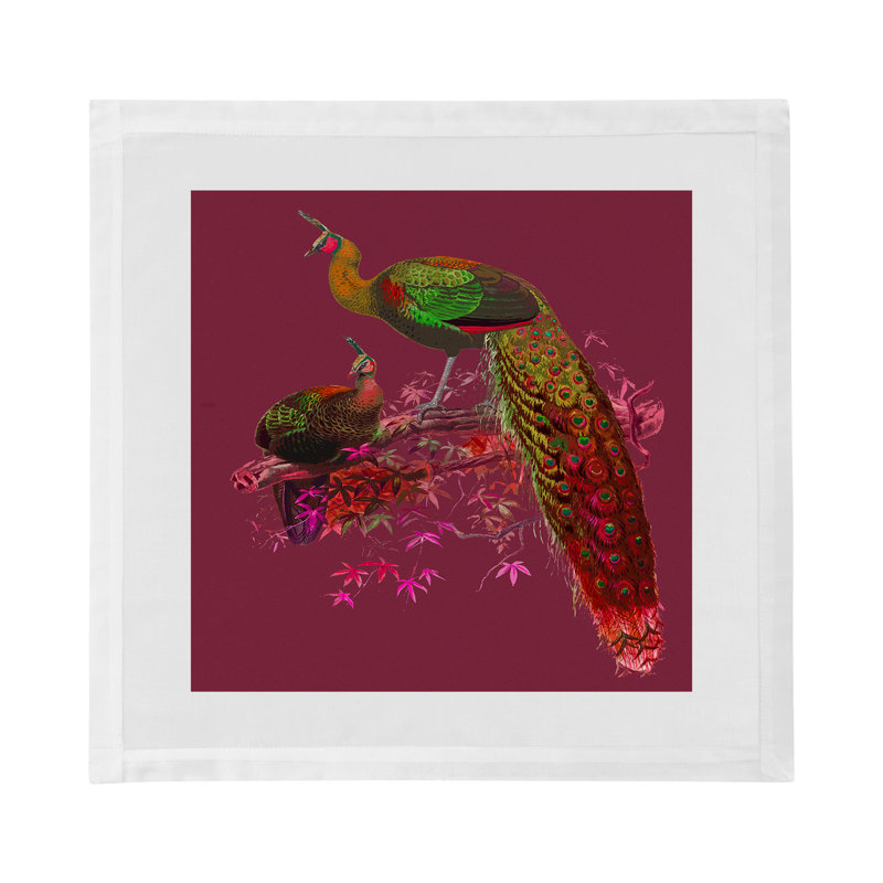 Family Pheasants Cotton Sateen Dinner Napkins, Pinot
