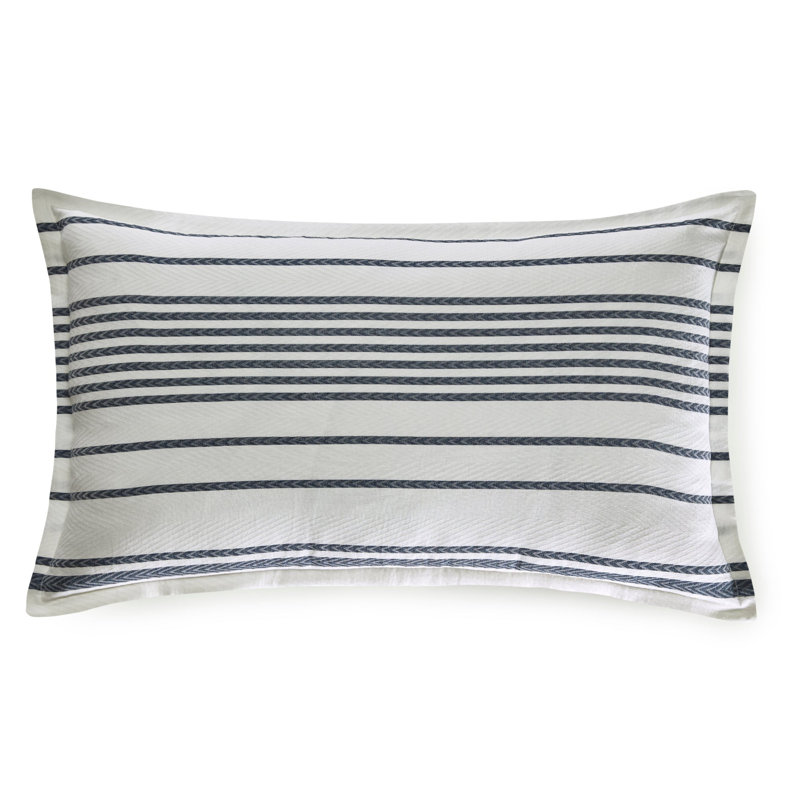 Belize Pillow White and Navy, Rectangular 20" H x 36" W