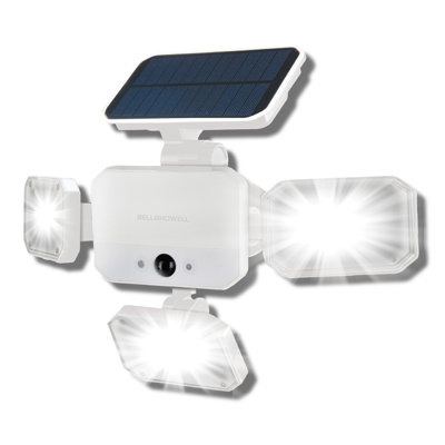 Projecteur blanc Bell / Howell Bionic à énergie solaire avec télécommande, grand angle et activé par le mouvement