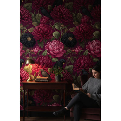 Papier peint floral rétro avec décoration murale élégante et traditionnelle