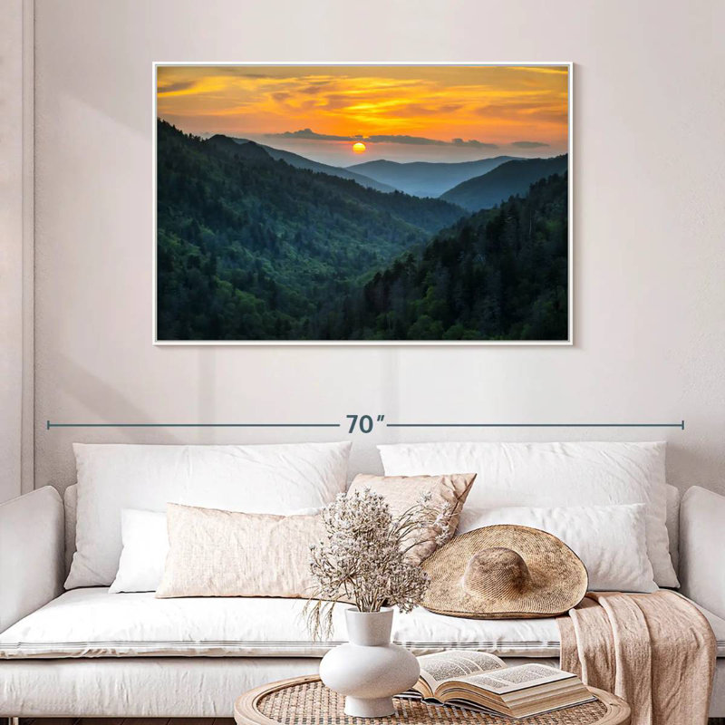 Parc national des Smoky Mountains, 46 po x 31 po, Cadre flottant blanc