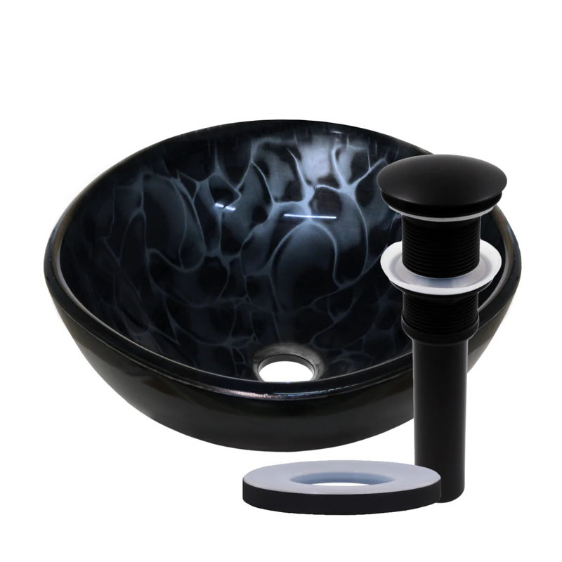 Lavabo de salle de bain en verre Novatto TARTARUGA, Noir mat