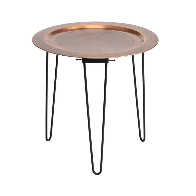 Table de bout en fer avec plateau à 3 pieds