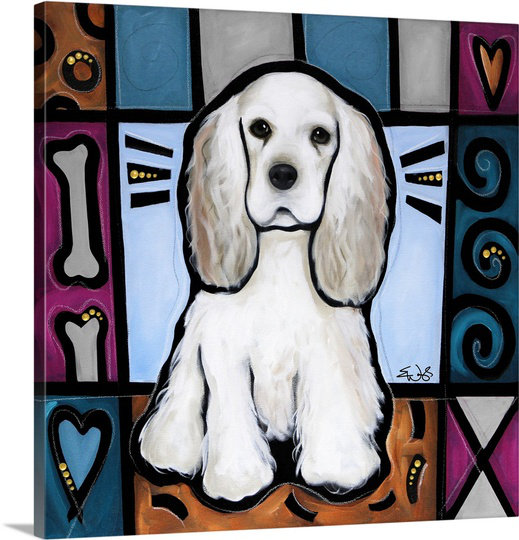 «Cocker Spaniel Pop Art» par Evadne, reproduction d'art sur toile, H 20 po x l 20 po x P 1,25 po