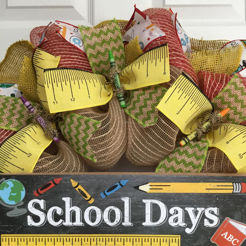 School Days Autumn Wreath with Crayon Accents