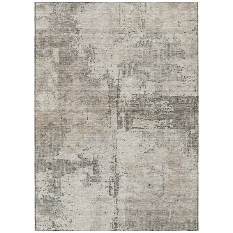 Pliora Ivory Washable Indoor-Outdoor Rug - , 10' x 14'
