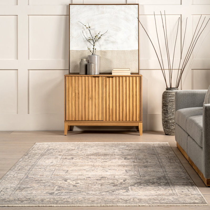 Wideman Oriental Power Loom Performance Silver Rug, Square 6'