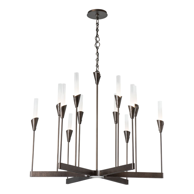 Lustre à 12 lumières sphériques à intensité variable Lilium, Fumée foncée