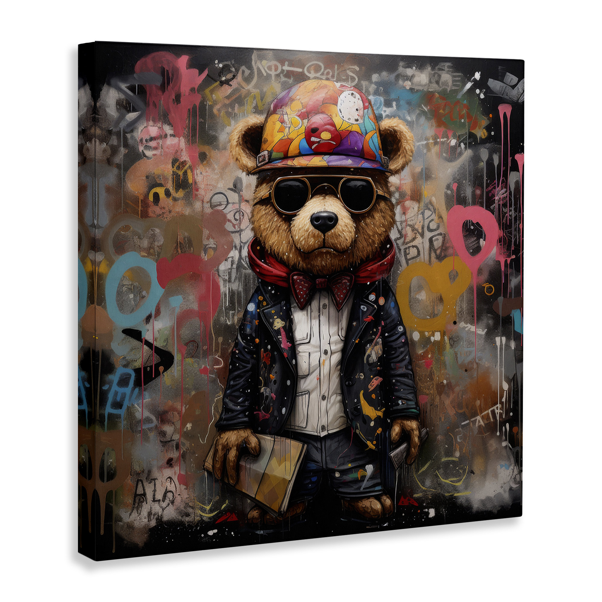 Trinx Urban Graffiti Bear Canvas Wall Art by Lazar Studio | Wayfair