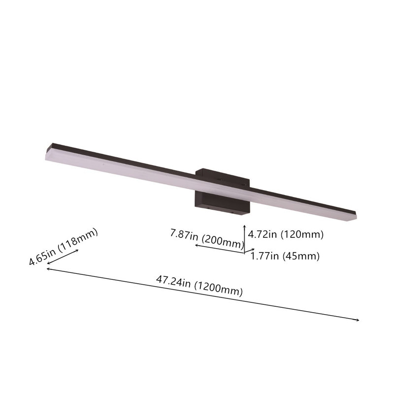 48'' Alfonzie 1-Light Dimmable LED 46W Bath Bar, Matte Black, Cold White 5000K