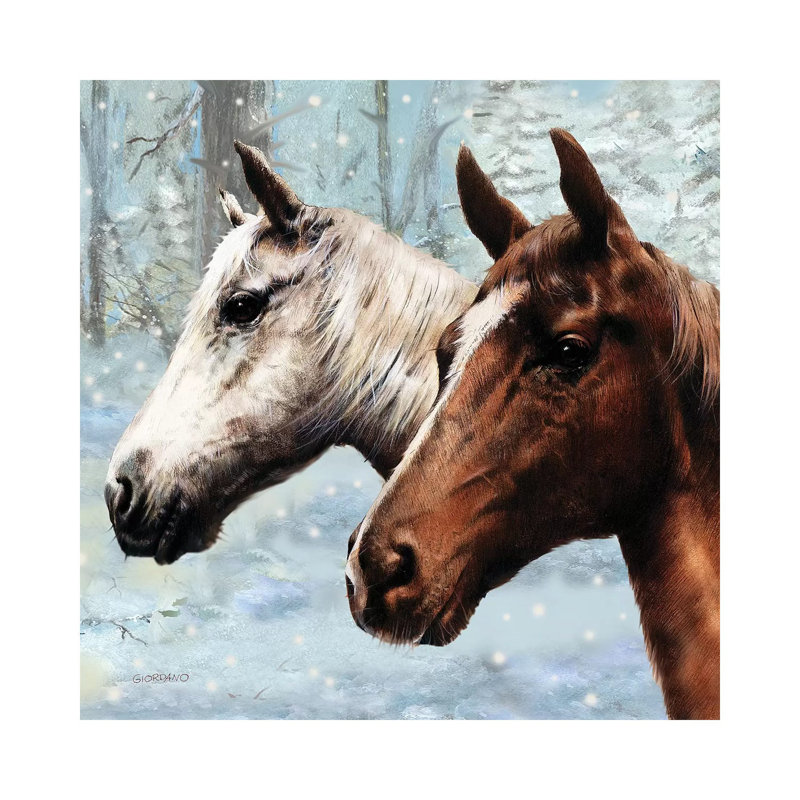 Friends In The Snow by Giordano Studios - Wrapped Canvas Print, 30.48 cm H x 30.48 cm W