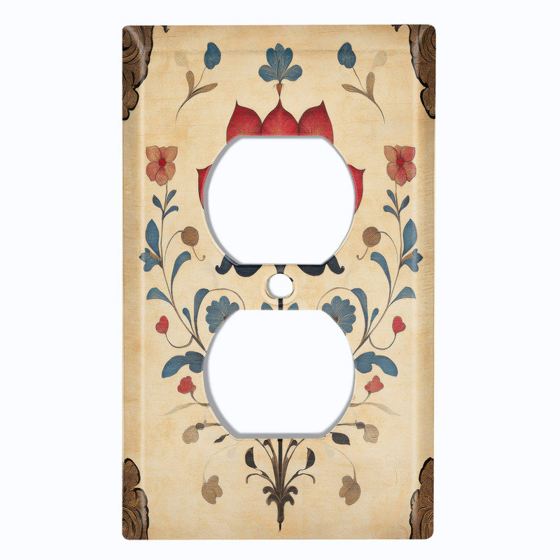 Couvercle de plaque d'interrupteur en métal; Recto verso standard US 1 bande - Fleur rustique, #8 Single Duplex Outlet