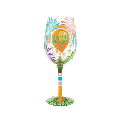 Lolita Here's To Your Retirement Hand Painted Wine Glass 9in H