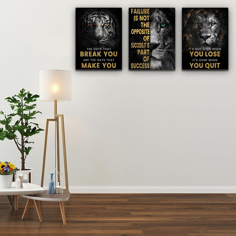 Inspirational Motivational Posters - ensemble d'art sur toile encadré pour le bureau, le salon, la chambre à coucher - (l 36 po x H 16 po)