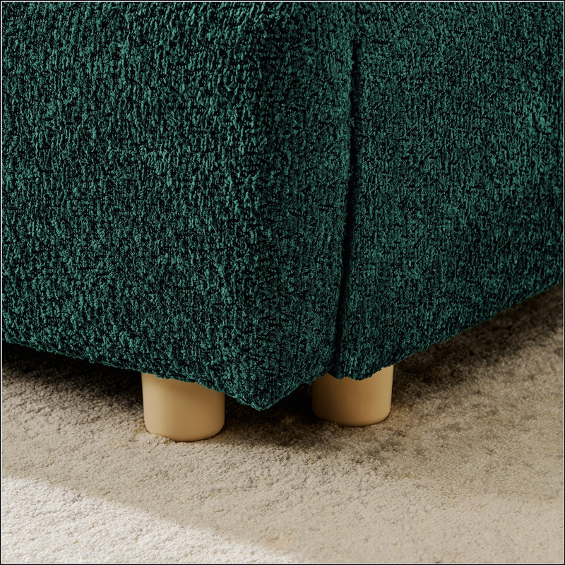 Structure de lit tapissier pour grand lit, style minimaliste moderne avec tête de lit haute incurvée, tissu en fil de cercle de qualité supérieure et support de pieds robuste, matelas non inclus