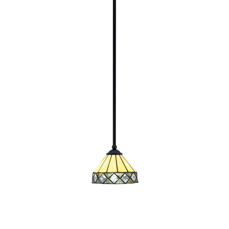 Mini-luminaire suspendu suspendu Zilo, fini granit foncé avec verre de 7 po, Noir mat