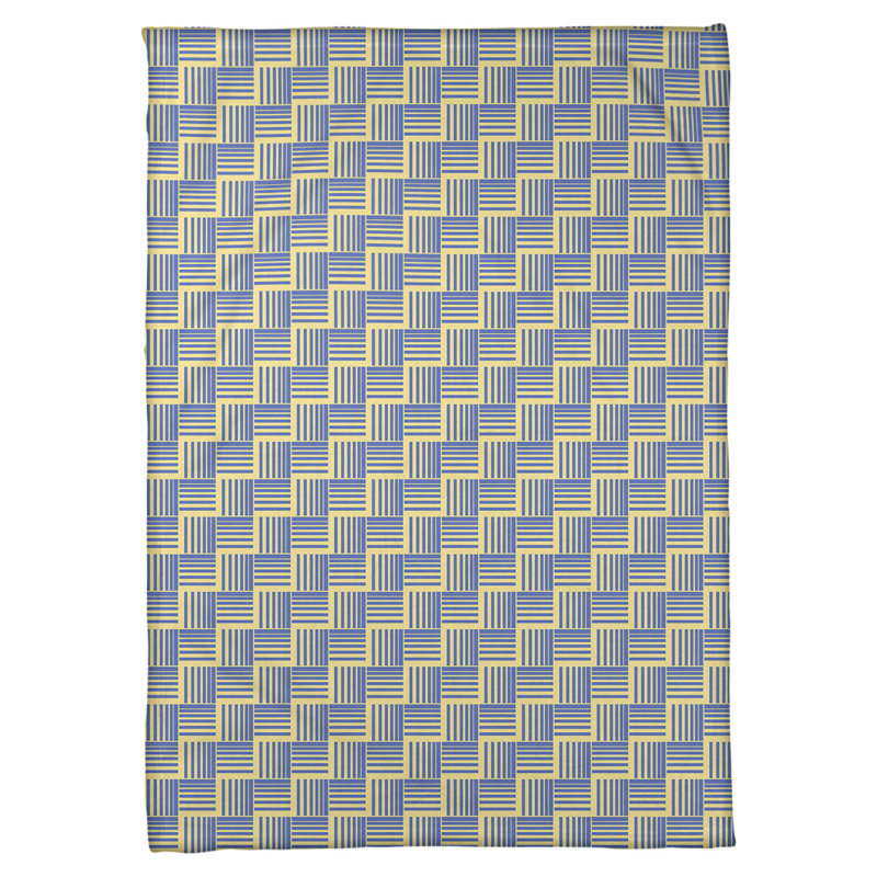Couverture polaire à rayures classic basketweave, l 60 po x L 80 po, Jaune / Bleu