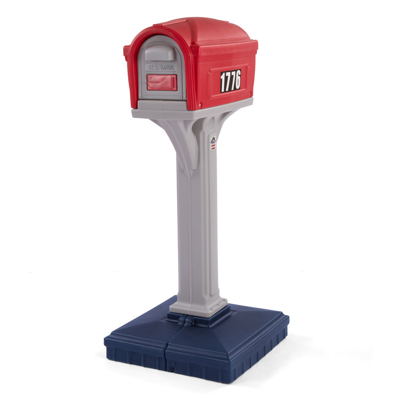 Classic Americana Red and Gray Plastic Pedestal Mailbox