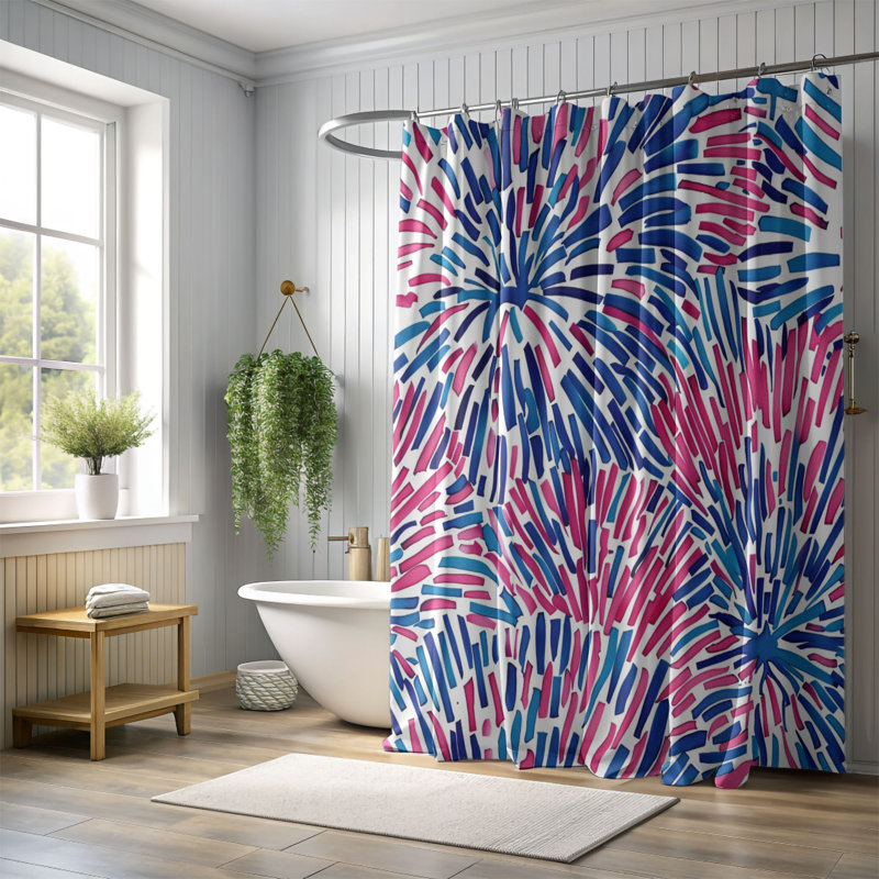 Rideau de douche standard 1 pièce Preppy Spark Patterns, H 74 po x l 71 po