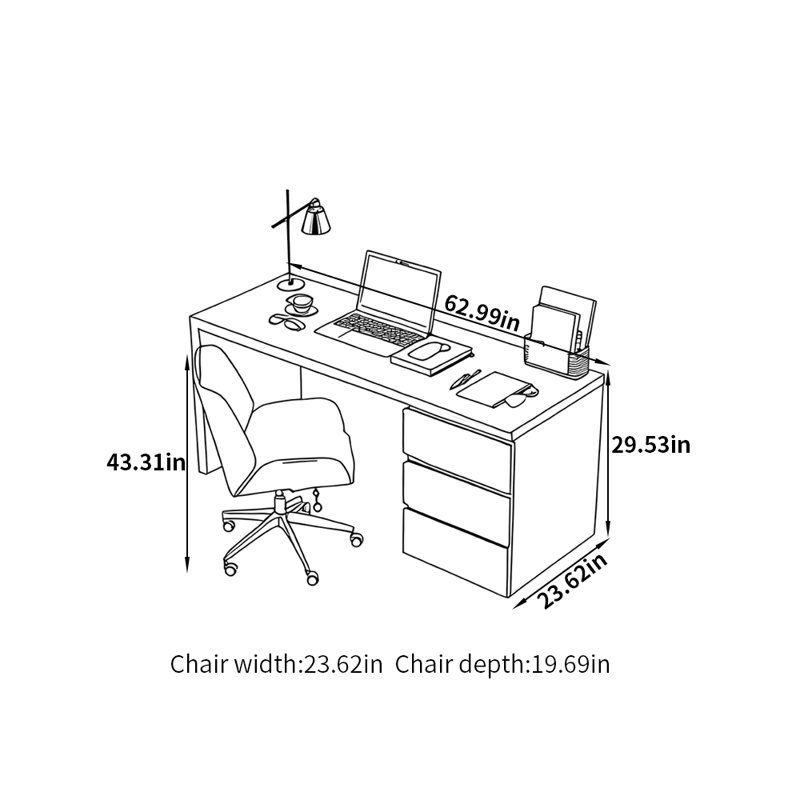 Modern minimalist style desk and chair set, Gray
