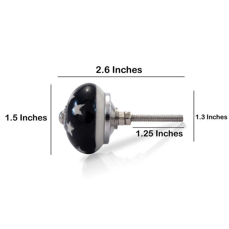Hand-Painted Ceramic Round Knob with Mounting Hardware