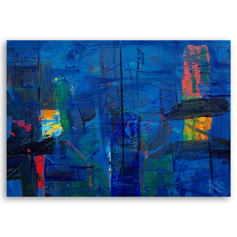 Blue Abstraction - No Frame Print on Canvas, 70cm H x 100cm W