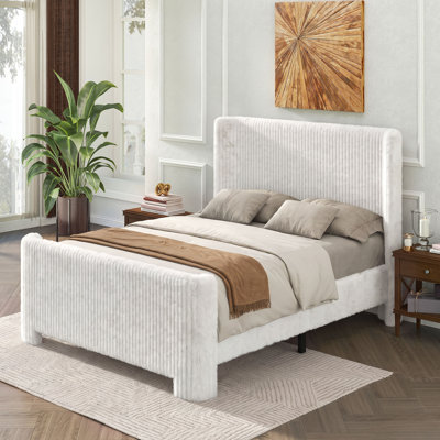 Faux Fur Upholstered Wingback Bed Frame