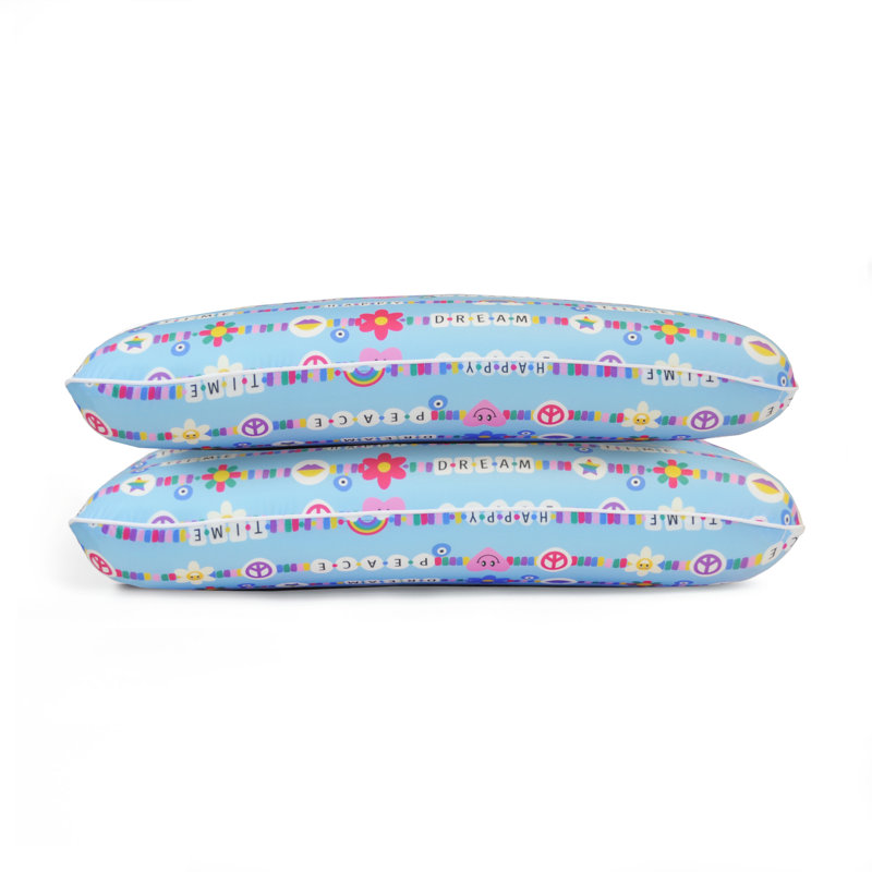 Memory Foam Fun Pillow Medium Standard Bed Pillow with Cool-to-the-Touch Cover, Blue Friendship Bracelet