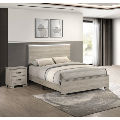 Rustic Farmhouse Bedroom Set With LED Headboard
