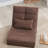 14 - Position Adjustable Reclining , Triple Fold Down, 5 Positions, Brown Fabric, Linen Filler, Metal Frame, With One Throw Pillow For Small Spaces And Travel Down Surface, Filling, Traveling