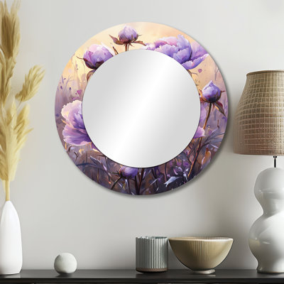 Pivoine lavande d'été - miroir mural décoratif floral - imprimé sur métal