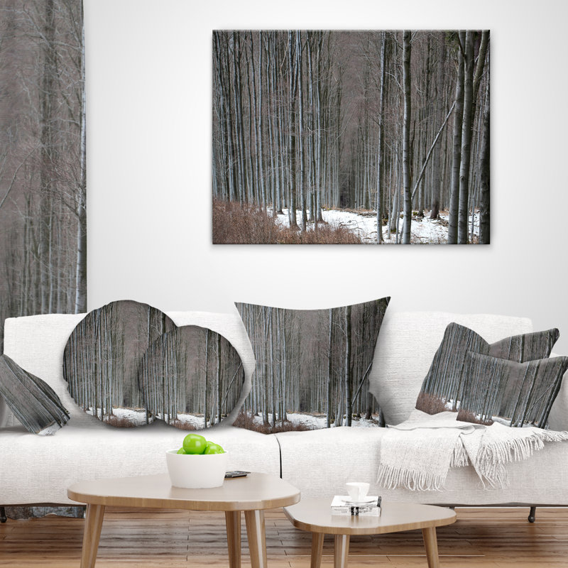 Winter Forest with Thick Trees - Forest Printed Pillow, 18" x 18", Throw Pillow