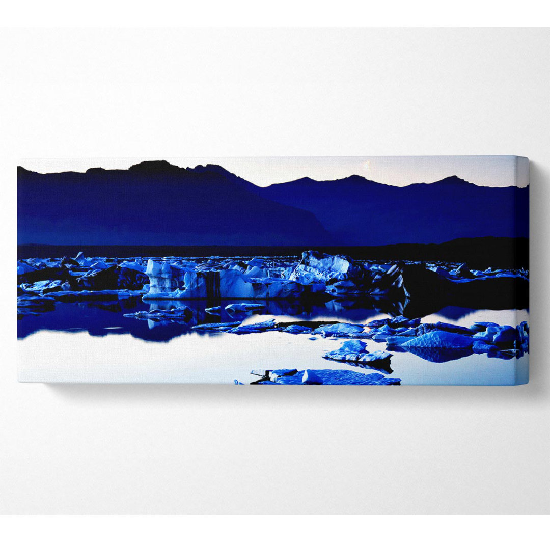 Blaue Eisruhe Panoramaleinwand