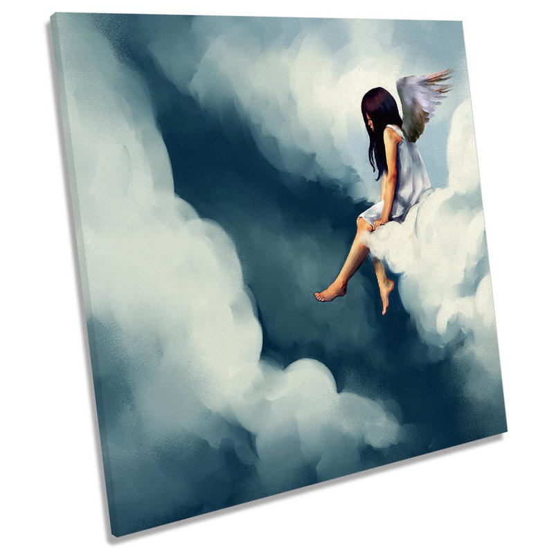 Z6096 Angel Wings Cloud Heaven Picture - Wrapped Canvas Painting, 40.6cm H x 40.6cm W x 2cm D