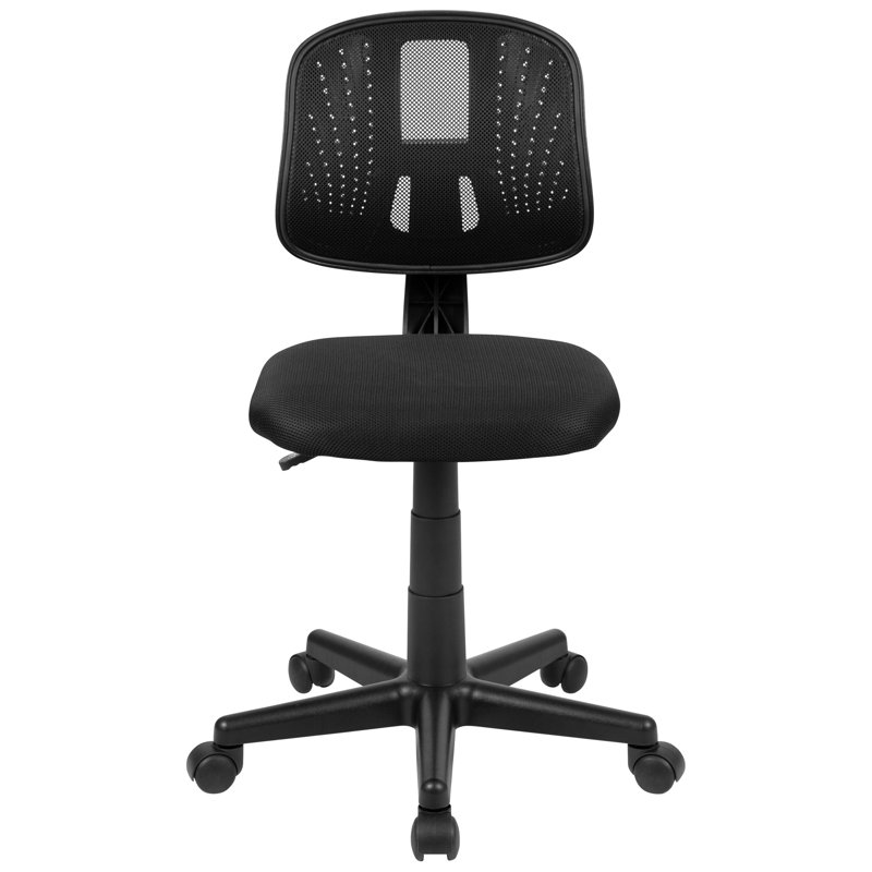 Meridian Mid-Back Swivel Mesh Task Office Chair with Pivot Back, Black, No