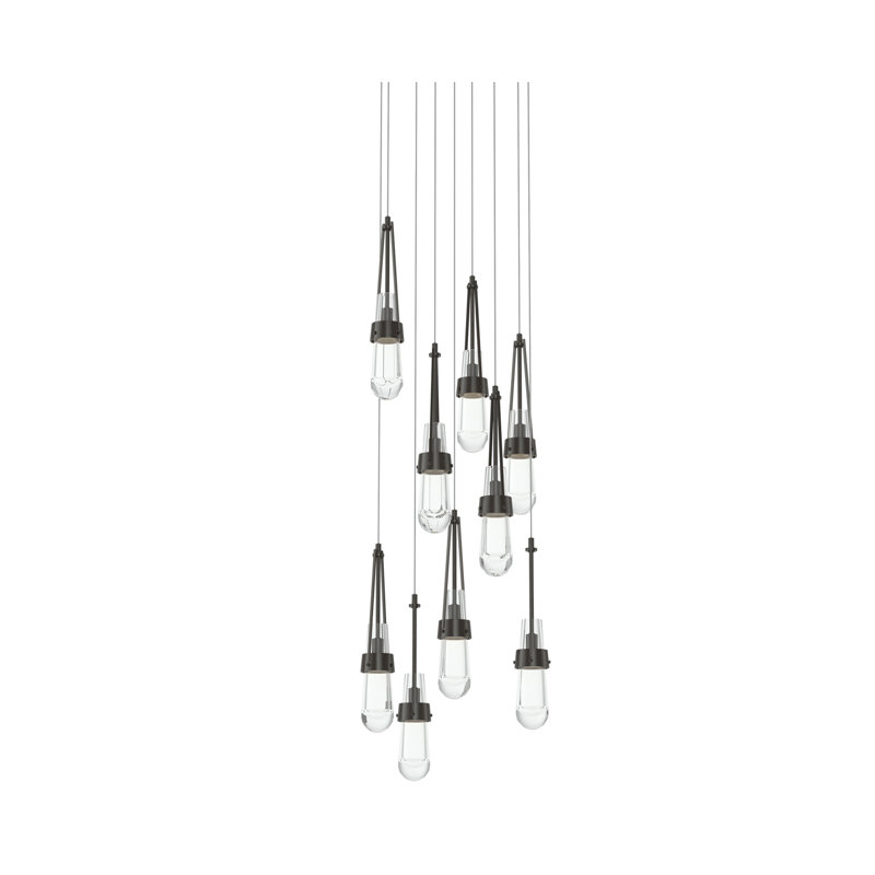 Link 9 - Light Pendant, Oil Rubbed Bronze, Long: 19" to 130", Clear Glass