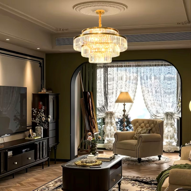 Lustre en cristal 23,6 po à 4 niveaux - luxe européen moderne à 10 lumières pour salle de bal