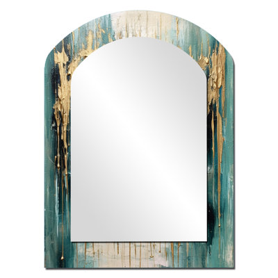 Gilded Daydream VI - miroir décoratif minimaliste en arche, miroir mural asymétrique moderne, impression d'art en métal
