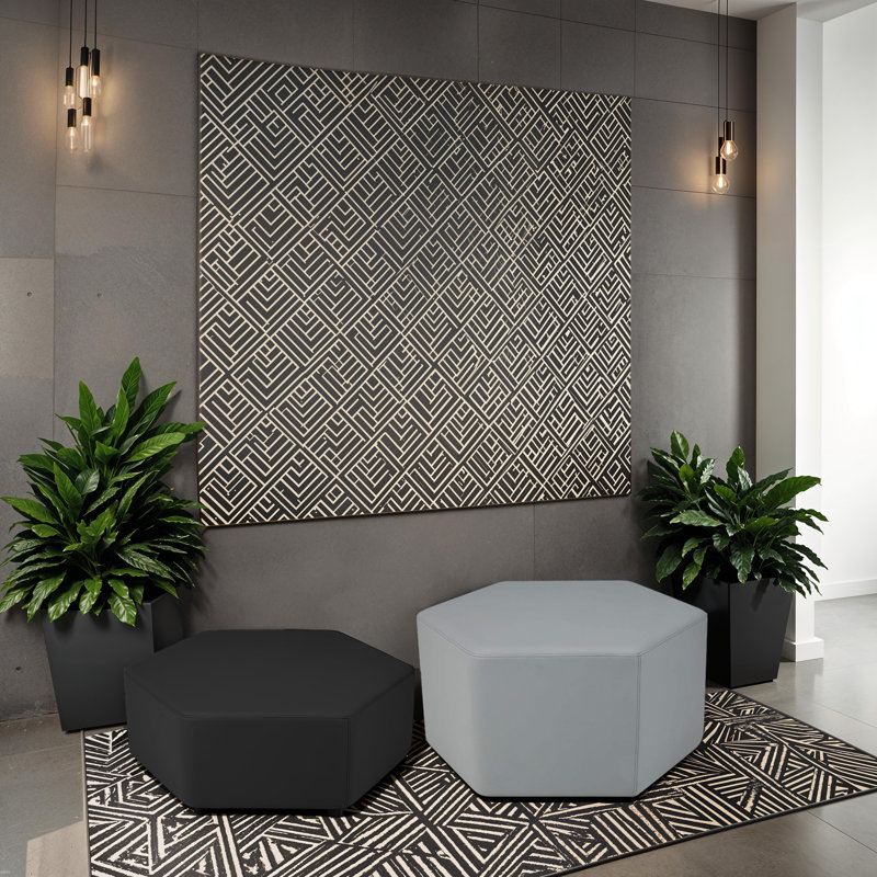Pro Series Upholstered Hexagon Ottoman 12" Height, Grey