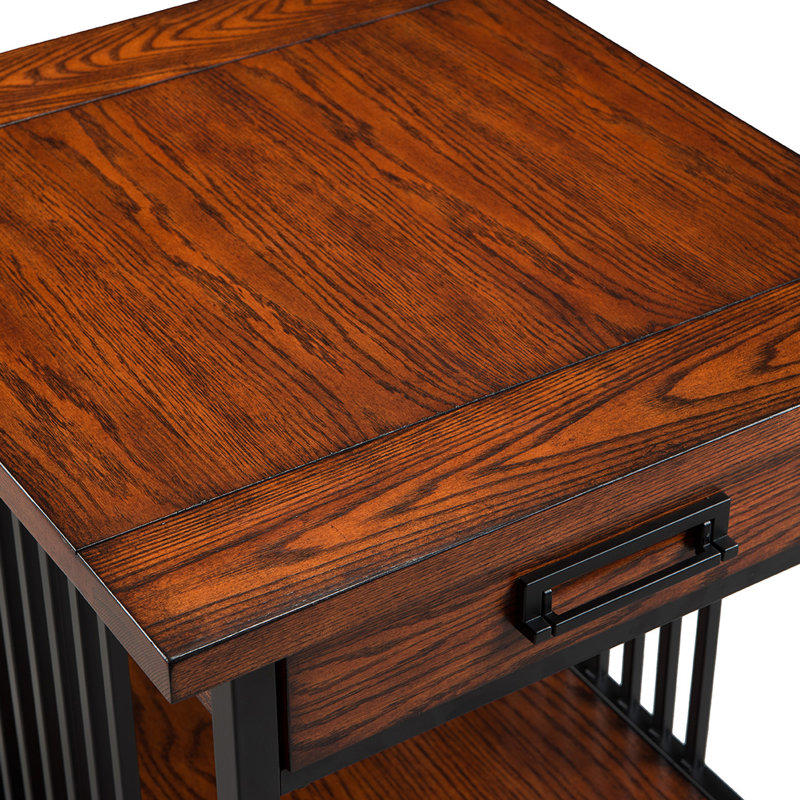 Ironcraft Solid Wood Drawer End Table in Mission Oak