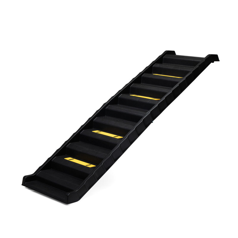 Rampe d'escalier pour animaux de compagnie pour faciliter l'accès au véhicule - pliable et antidérapant. Pour tous les animaux de compagnie. Noir avec jaune. Capacité de 180 lb pour véhicules portables pliables, poignées idéales. Charge maximale