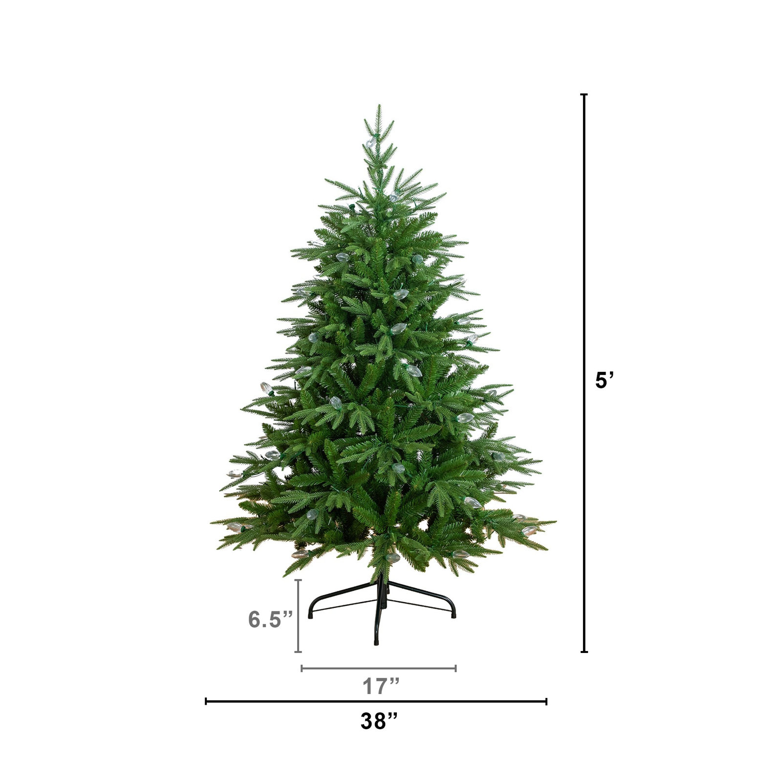 Pre-Lit Pine Christmas Tree, 5ft