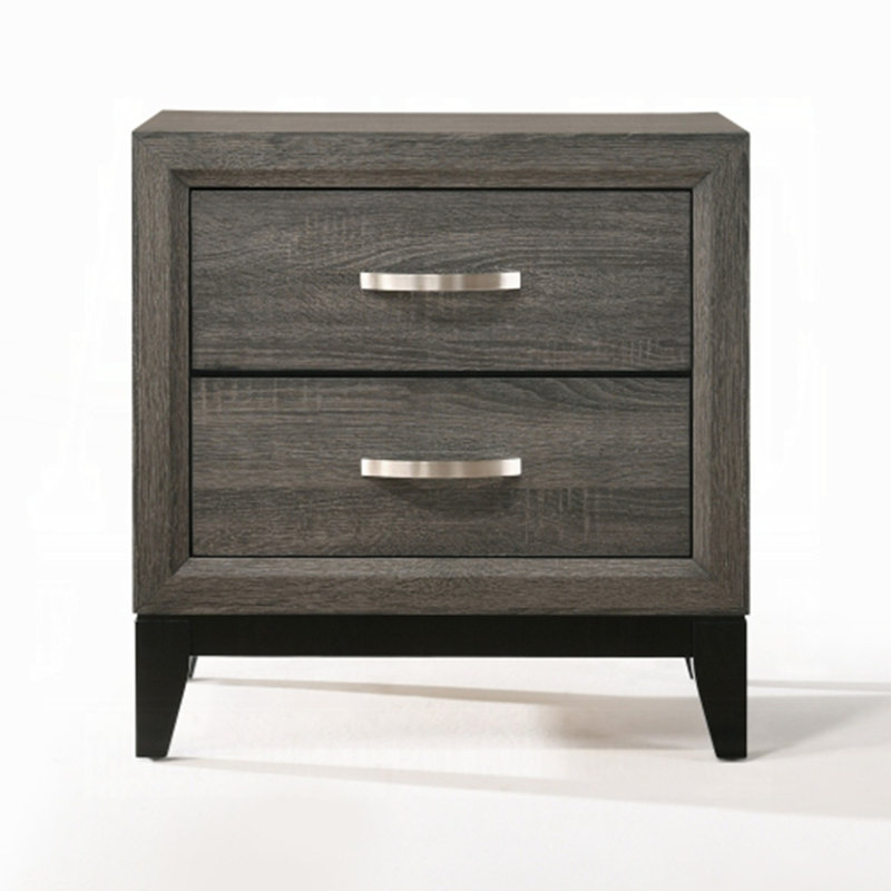 Table de chevet transitionnelle 2 tiroirs gris